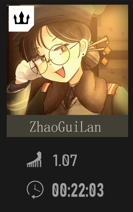 角色卡《ZhaoGuiLan》，戴眼镜的军装少女