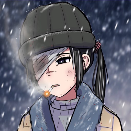 莱兔嘎子鸽的 B 站头像，雪中的原创角色